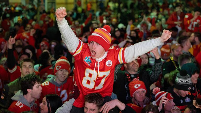 Swifties and ‘celebration hair’: Chiefs fans pack Power & Light Super Bowl watch party