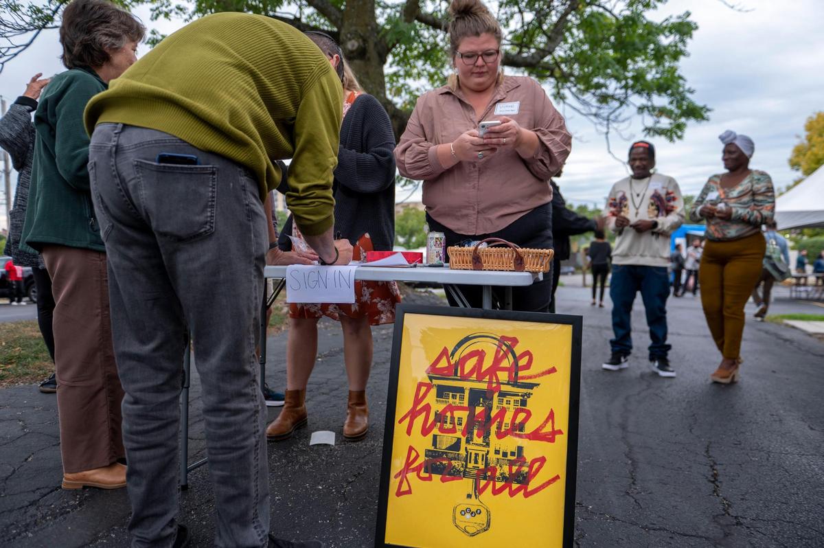 People attended a fundraiser for tenant attorneys hosted by the Heartland Center for Jobs and Freedom.