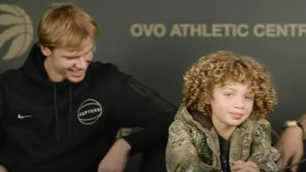 Former Kansas Jayhawks star Gradey Dick in a music video from Drake’s son, Adonis.