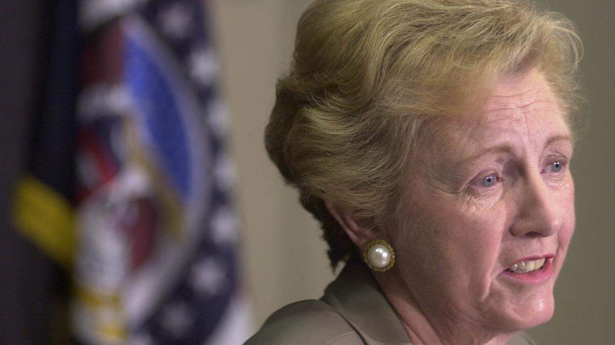 In November, 2000, newly elected Democratic Senator Jean Carnahan addressed the media for the first time after winning a close race against incumbent Republican Senator John Ashcroft.