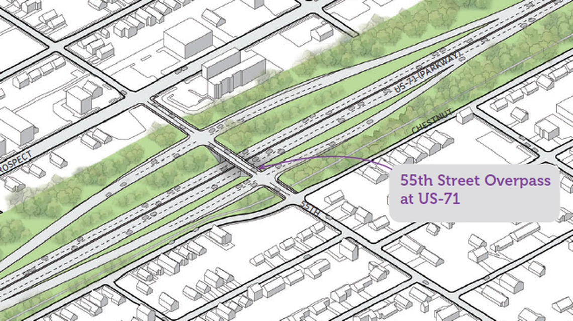 The intersection of 55th Street and U.S. Highway 71 could be turned into an overpass.