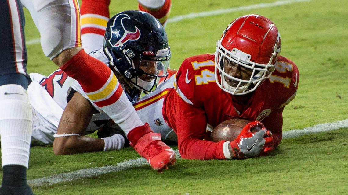 Kansas City Chiefs wide receiver Sammy Watkins got in for a touchdown during the first-half of game action Thursday, Sept. 10 against the Houston Texans at Arrowhead Stadium in Kansas City.