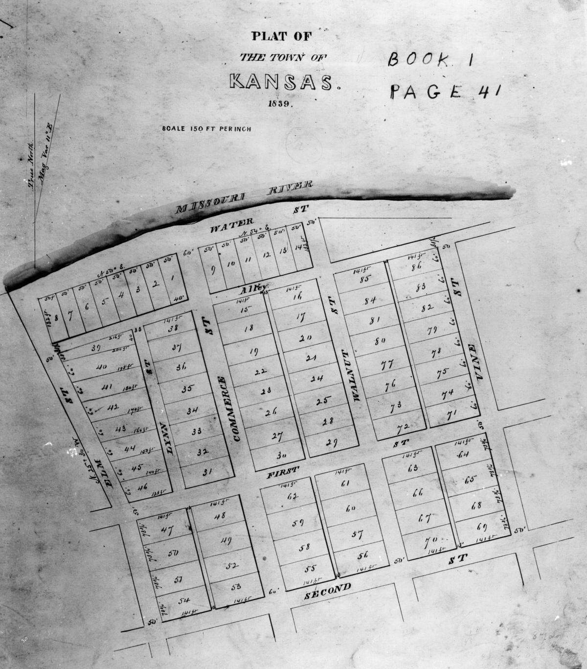 Plat Map for the Town of Kansas, 1839