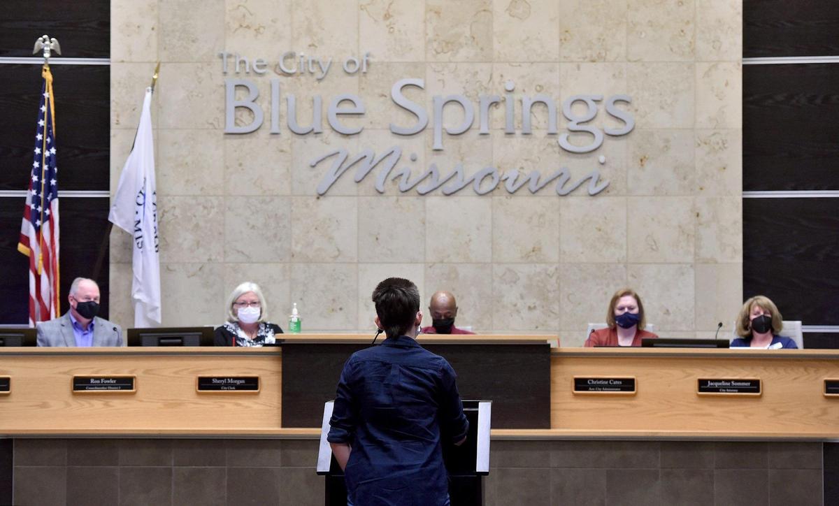 Zoe Dunning spoke before the Blue Springs City Council on Oct. 18 to urge the Jackson County city to ban conversion therapy for minors. Dunning, who is transgender, says they underwent the therapy as a teen.