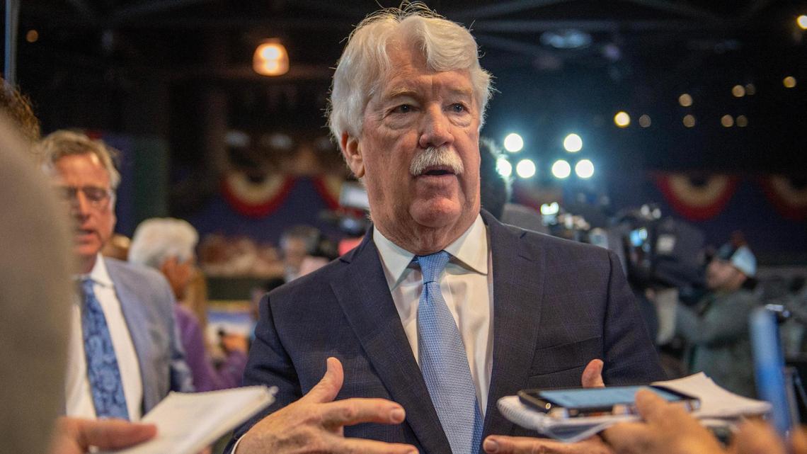 John Sherman, owner of the Kansas City Royals, speaks to reporters after a press conference at the Negro Leagues Baseball Museum on Tuesday, May 2, 2023, in Kansas City. The press conference was to announce a potential new Negro Leagues Baseball Museum that would open along The Paseo.