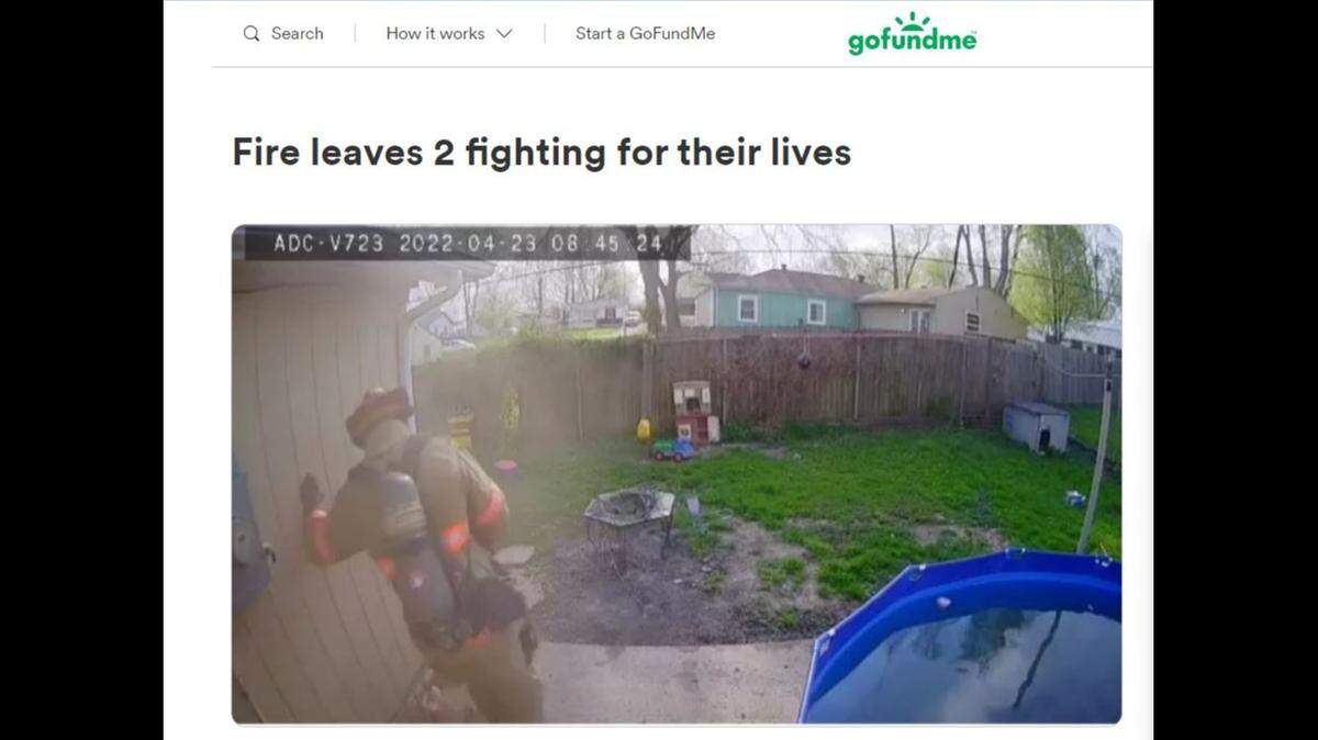 A man and three children remain hospitalized, two in critical condition, following a fire Saturday, April 23, 2022, at a home in the 900 block of South Mill Street in Independence, according to a GoFundMe set up to help cover expenses.