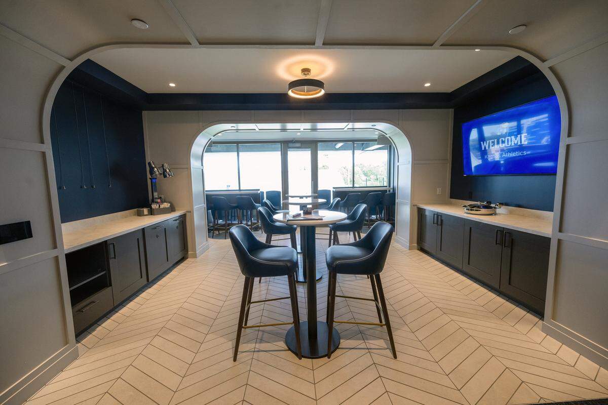A Founders Suite at David Booth Kansas Memorial Stadium on Tuesday, Aug. 19, 2025, at the University of Kansas in Lawrence.  