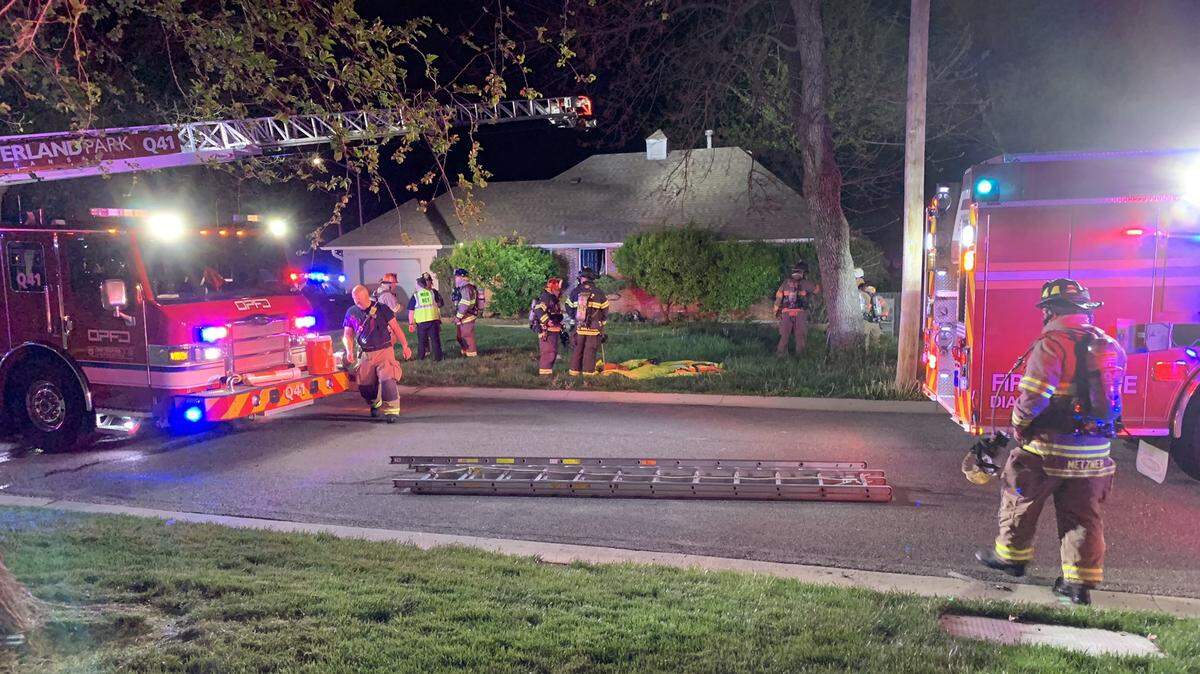 Ten people living inside an Overland Park home in the 8700 block of Conser Drive in Overland Park were displaced in a fire on Monday, May 2, 2022, fire officials said.