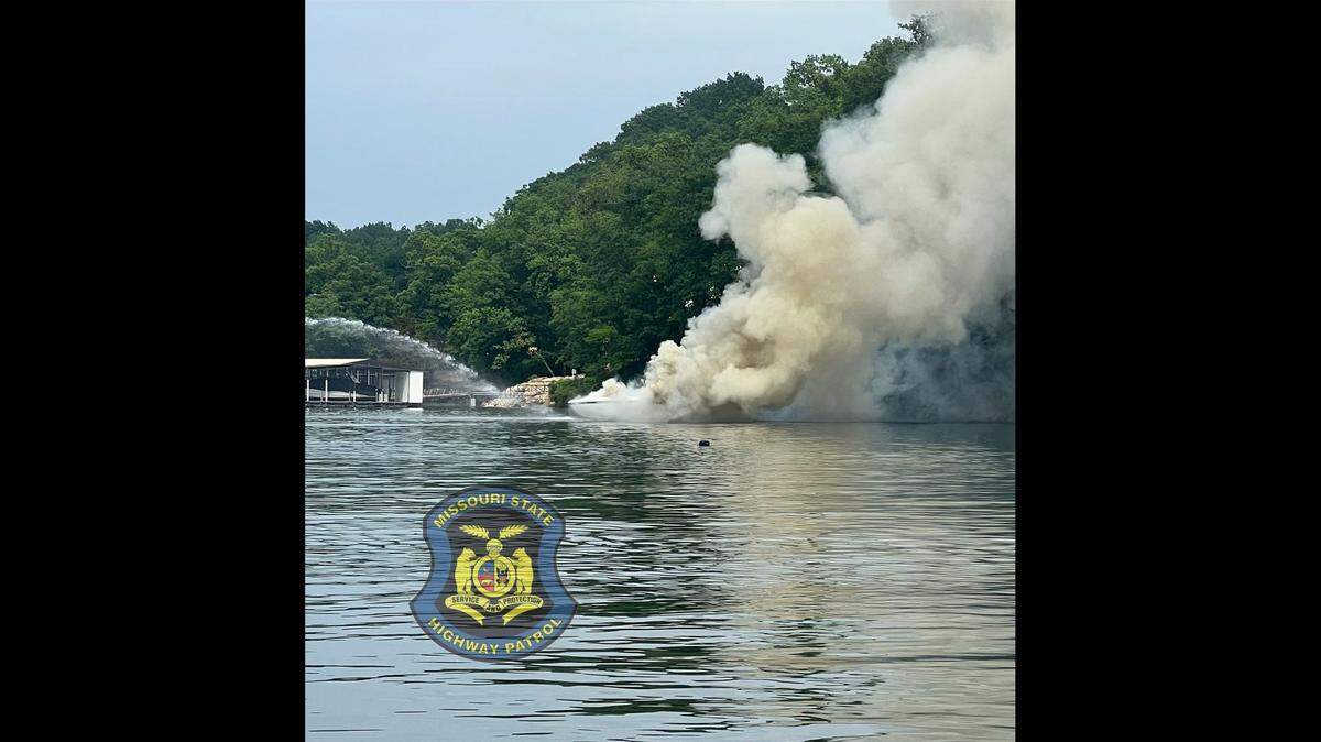 Two people were injured, one seriously, when a boat exploded, caught fire and sank Thursday afternoon near Point Oasis at Lake of the Ozarks, according to the Missouri Highway Patrol.