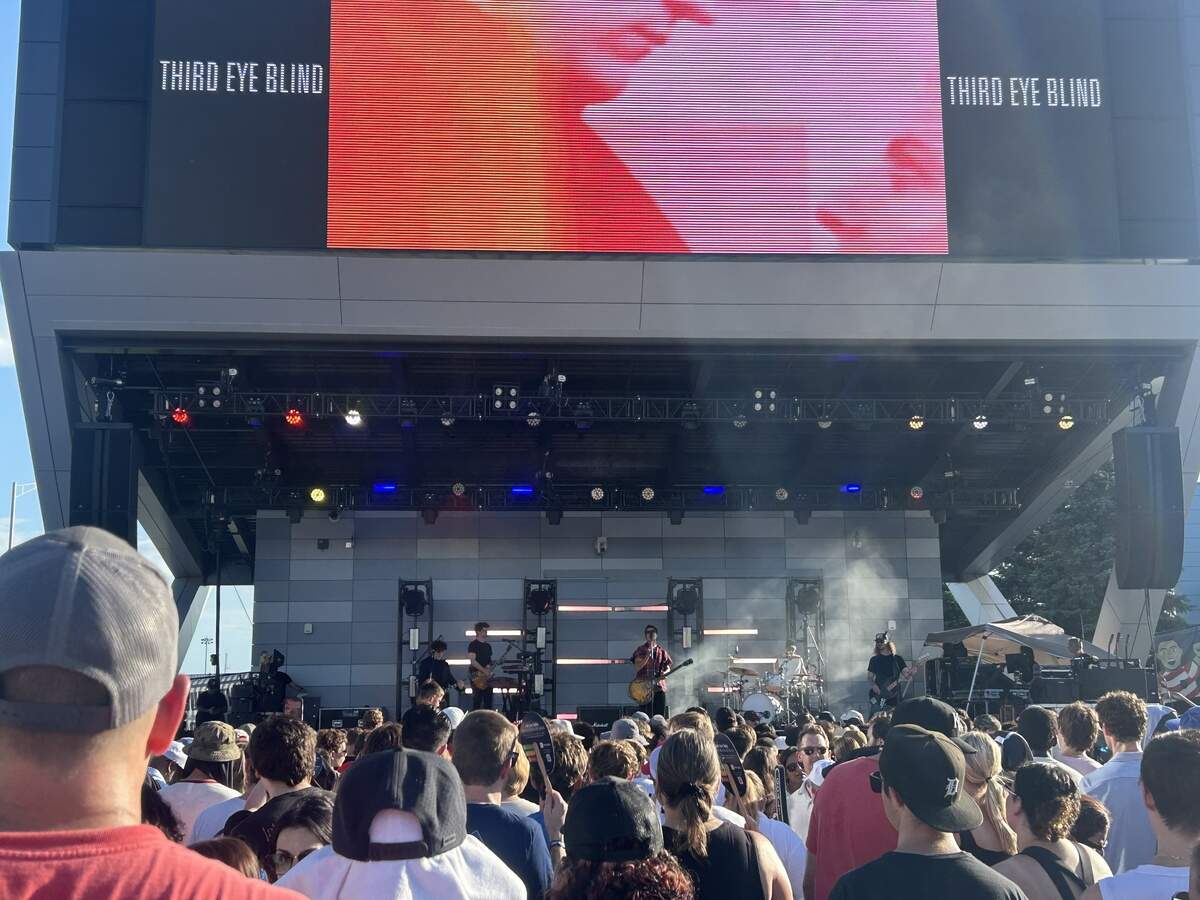 Third Eye Blind showed up to play Sporting Park’s Sporting Plaza in Kansas City for a World Cup watch party on Saturday, July 18, 2026. Though they haven’t released new music and stated that there is “no agenda” for the concert, Jenkins revealed that he’s working on lyrics for a new album.
