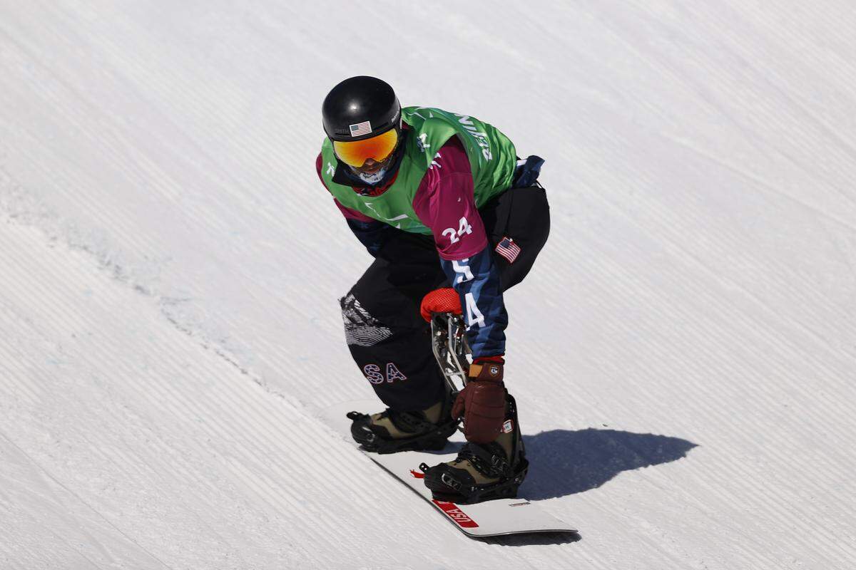 Team USA’s Noah Elliott competes in the Men's Para Snowboard during the Beijing Winter Paralympics on March 7, 2022 in Zhangjiakou, China.