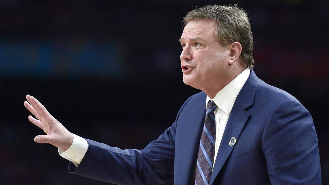 KU coach Bill Self (above) and the Jayhawks have reportedly offered a scholarship to Bryce Thompson, the son of one of his former Tulsa players.