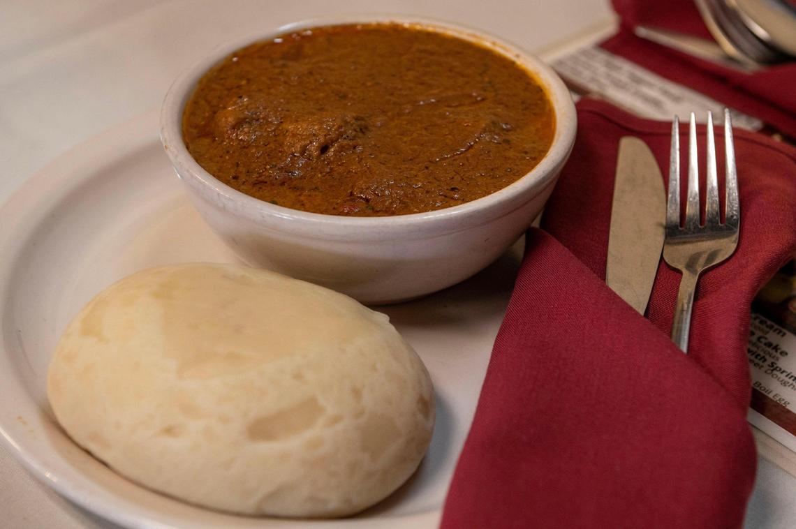 Mará Rose Williams’ favorite thing to eat at Fannie’s West African Cuisine is the peanut butter stew with goat meat, served with fufu on the side.