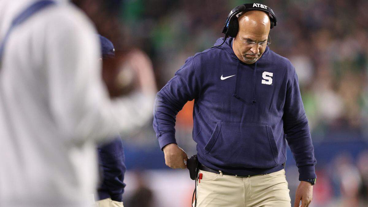 Penn State Nittany Lions head coach James Franklin reacts in the second half against the Notre Dame Fighting Irish in the Orange Bowl at Hard Rock Stadium.