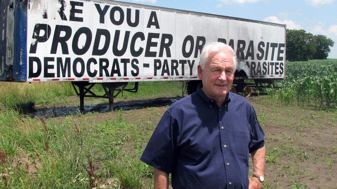 In 2010, David Jungerman of Raytown used a semi-truck trailer to speak out politically. The trailer in a Bates County cornfield was torched twice.