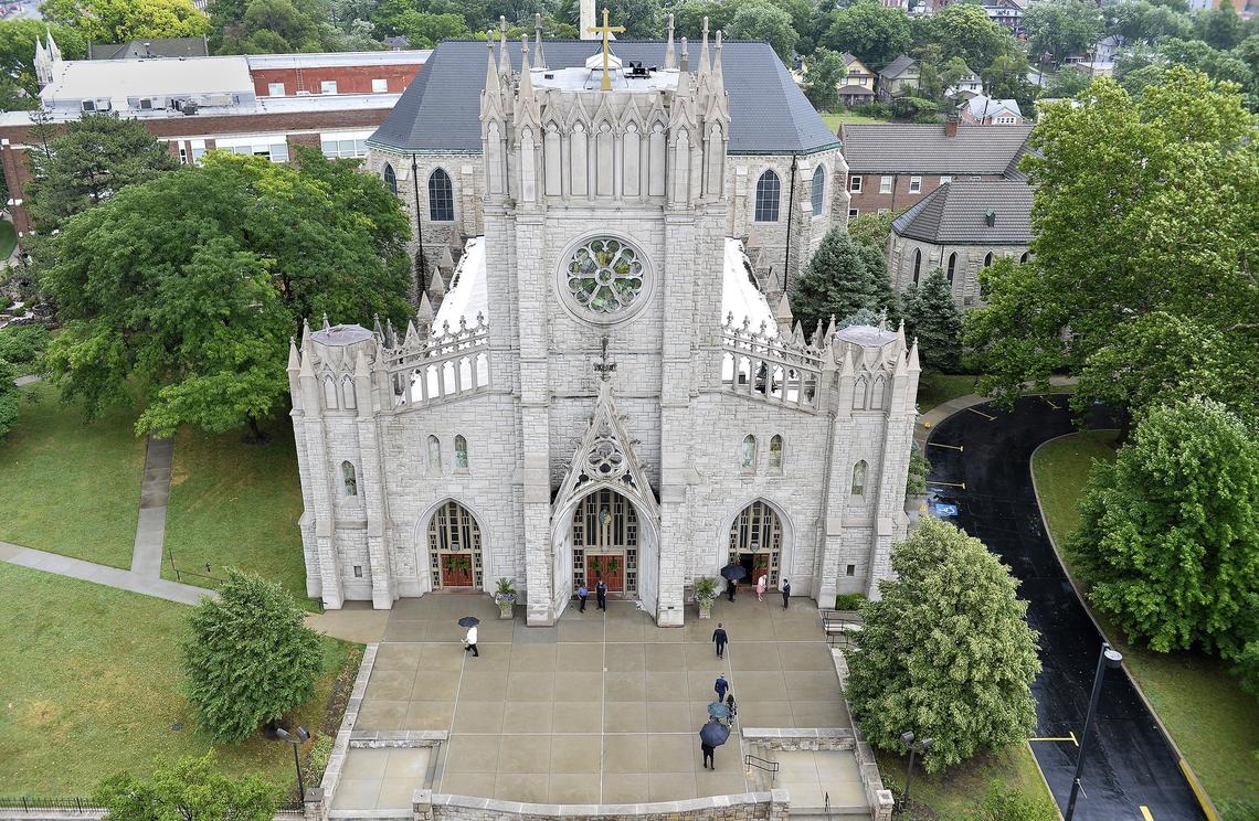 Mourners arrive at Our Lady of Perpetual Help Redemptorist Church for the funeral of designer Kate Spade Thursday, June 21, 2018.