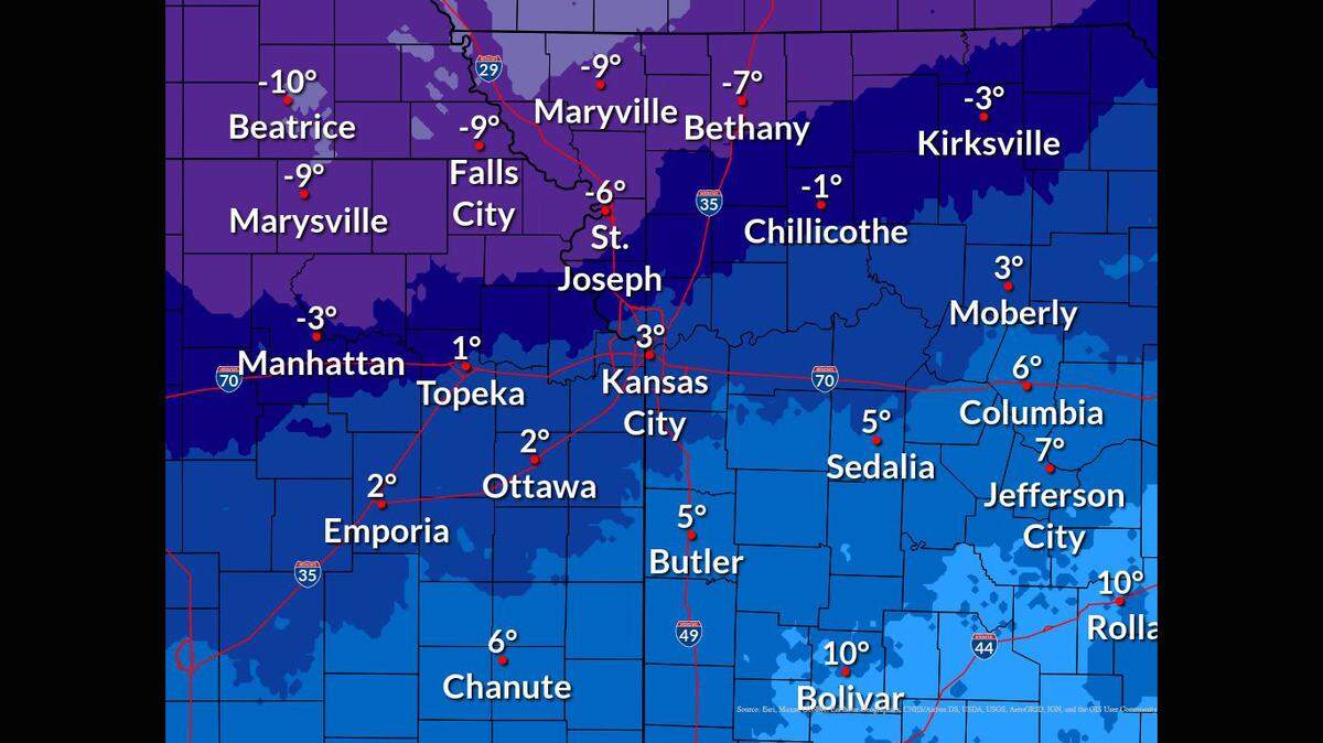 The Kansas City region on Sunday will see its first severely cold temperatures of this winter season and the coldest since the intense cold snap of February 2021, according to the National Weather Service in Kansas City.