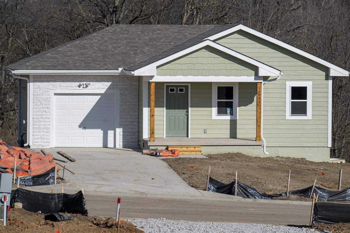 One of the 14 homes now under construction in Olathe for Habitat for Humanity's project, "Pathway at Heritage Park," located at 159th Street and Black Bob Road in Olathe.