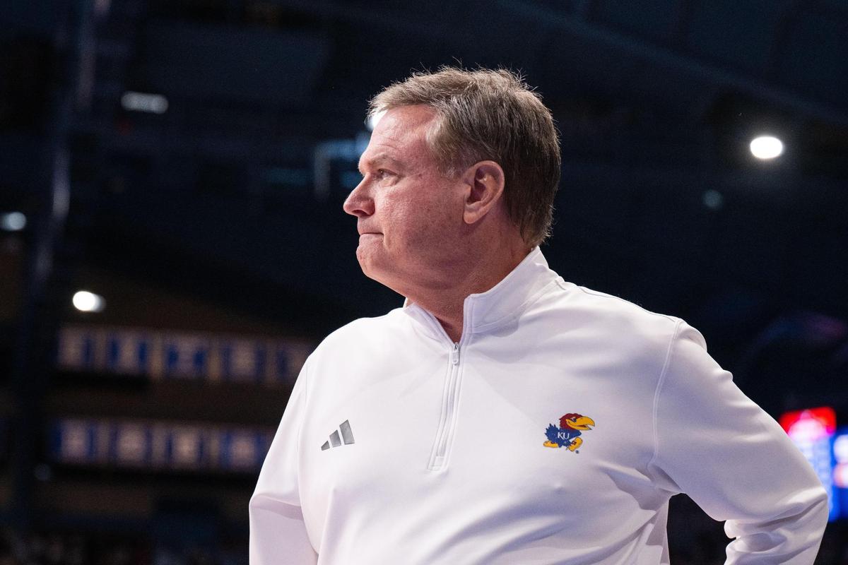 Kansas Jayhawks Head Coach Bill Self during the Jayhawks game vs. the North Carolina Tar Heels at Allen Fieldhouse on Friday, Nov. 8, 2024.