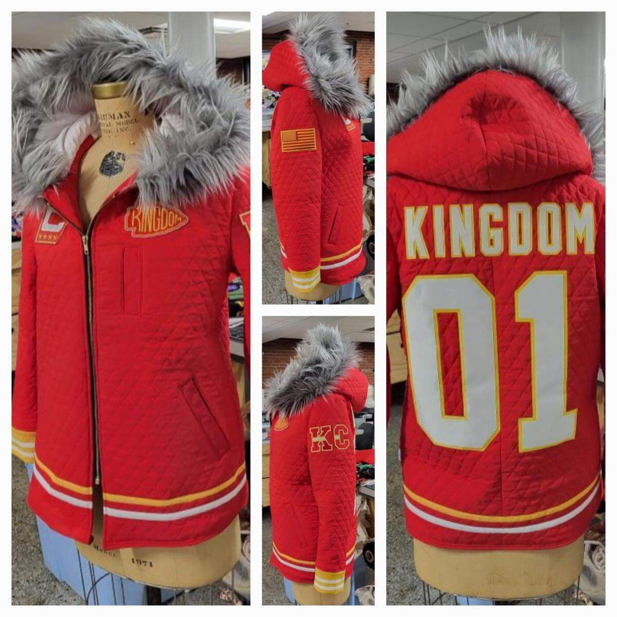 The Kingdom Coat in Home Red, one of three colors it comes in.