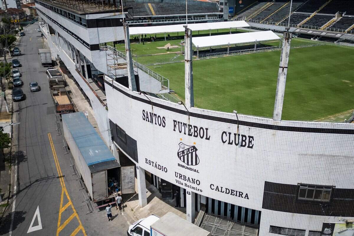 Vila Belmiro stadium in Santos, Brazil is the home of the Santos FC soccer club where soccer legend Pele played most of his career.