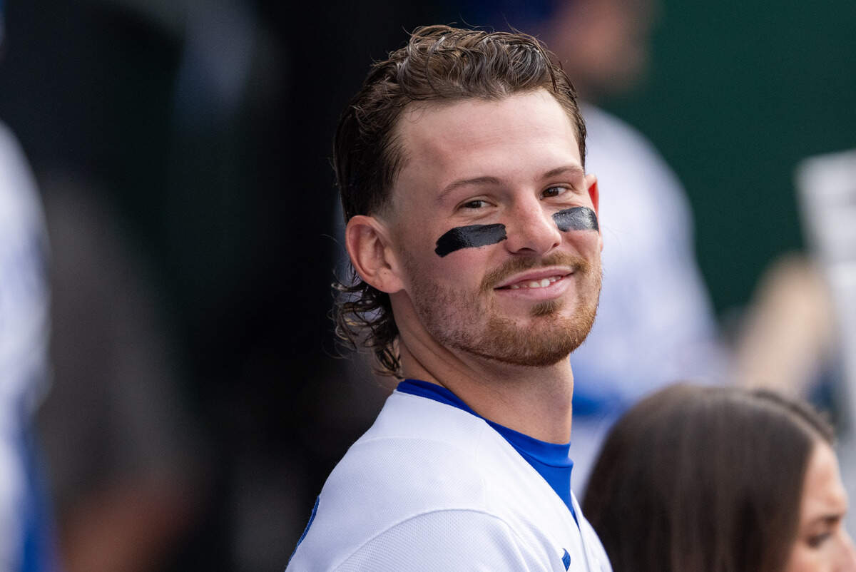 Royals shortstop Bobby Witt Jr. watches from the dugout during KC’s 14-6 win against the St. Louis Cardinals at Kauffman Stadium in Kansas City on Thursday, June 18, 2026.