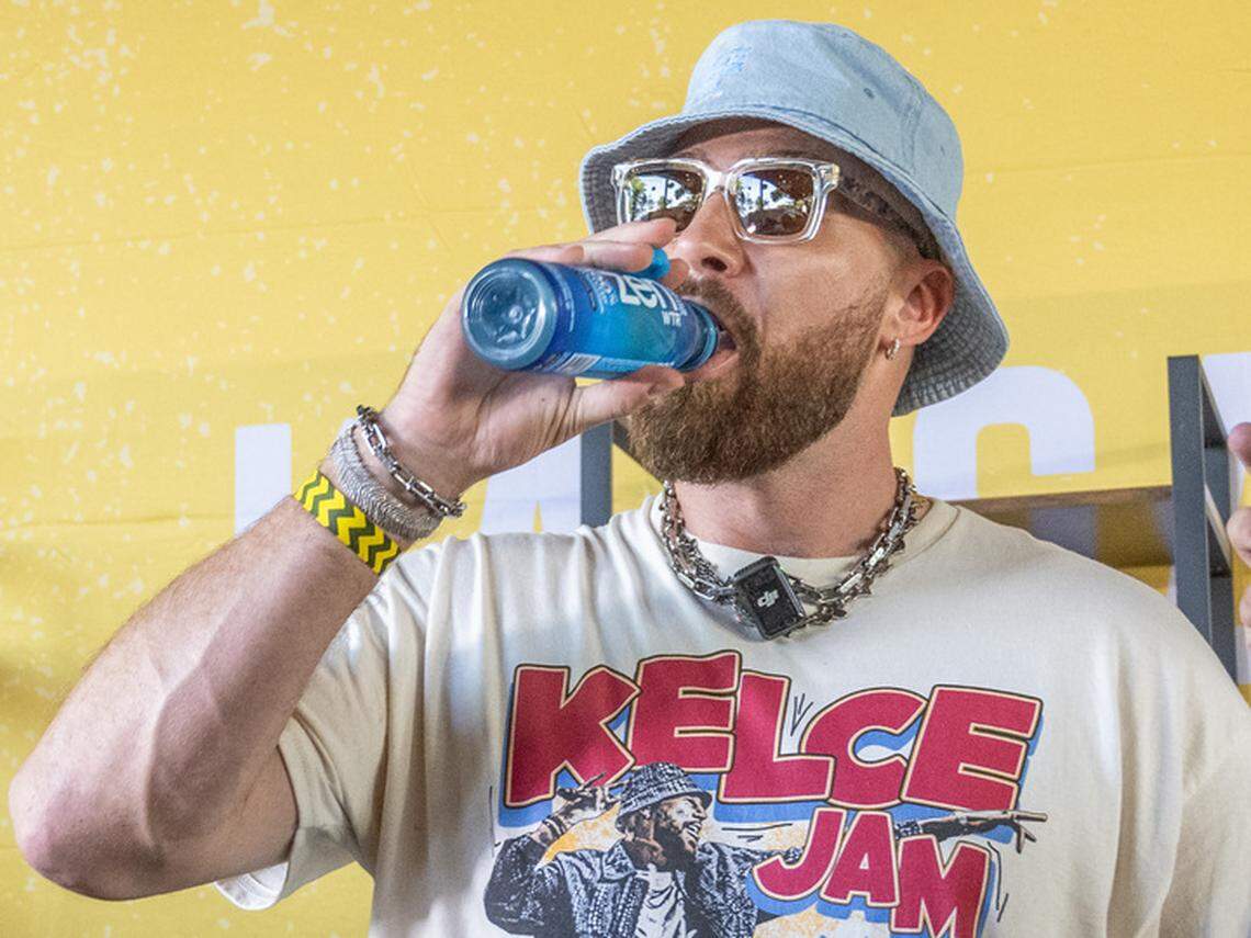 Travis Kelce was drinking ZenWTR at Kelce Jam on Saturday.