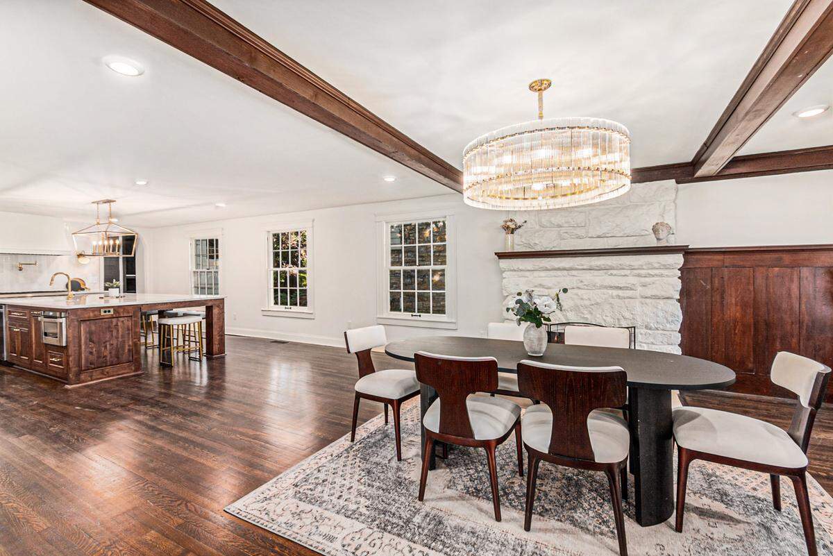 The new open concept combined kitchen and dining area at the William Rockhill Nelson “clubhouse,” a 6,800-square-foot home near the southeast corner of the Nelson-Atkins Museum of Art’s rolling lawn.