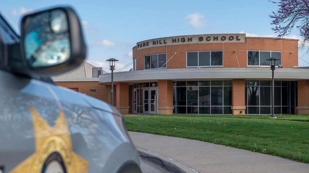 Law enforcement officers responded to an incident Thursday, April 28, 2022, at Park Hill High School in Kansas City.