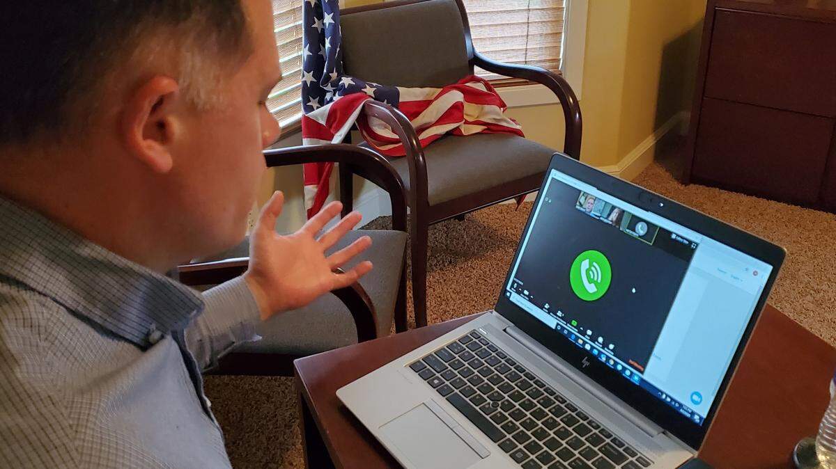 Lee’s Summit Chamber of Commerce President Matt Baird participates in the first “Chamber Chat” earlier this month. The weekly educational forum is part of a new online effort by the chamber to reach the Lee’s Summit business community during the COVID-19 health crisis.