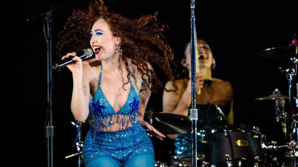 Chappell Roan opened for Olivia Rodrigo’s Guts World Tour in Nashville last month. Her blue eye shadow is a wink to her rural Missouri roots.