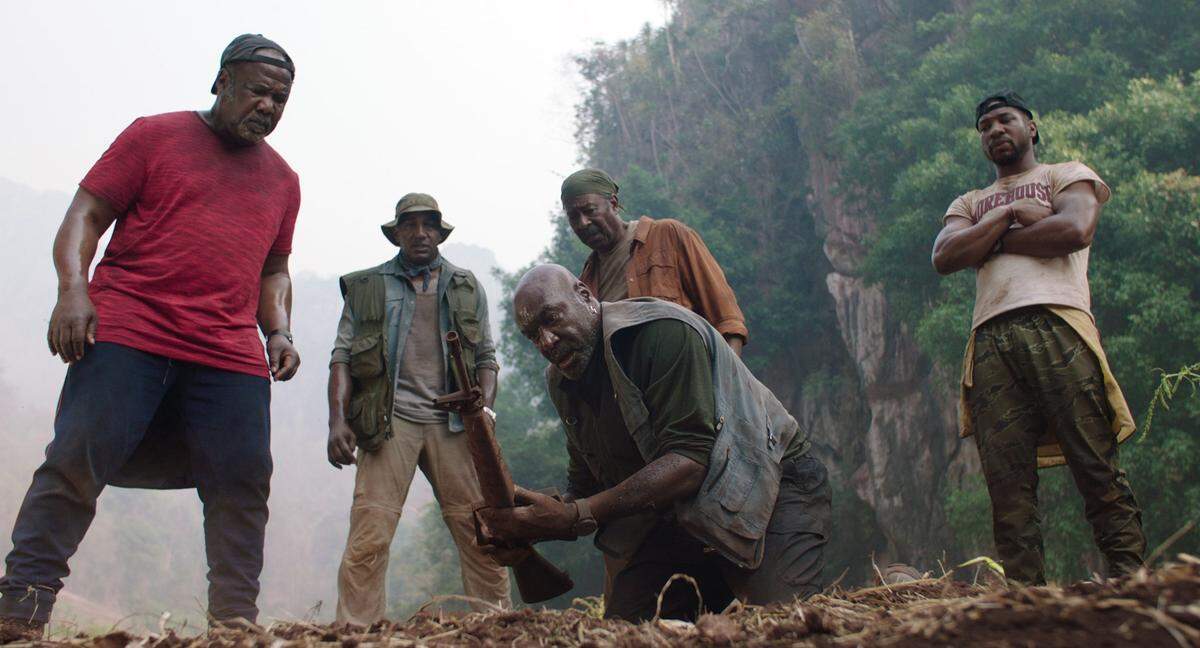 From left, Isiah Whitlock Jr., Norm Lewis, Delroy Lindo, Clarke Peters and Jonathan Majors star in Spike Lee’s “Da 5 Bloods,” co-written by Kansas filmmaker Kevin Willmott. It was named the best film of 2020 by the National Board of Review.
