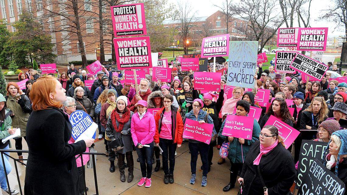 Rev. Molly Housh Gordon of the Unitarian Universalist Church in Columbia addressed people in November 2015 at a rally for Planned Parenthood on the campus of the University of Missouri-Columbia.