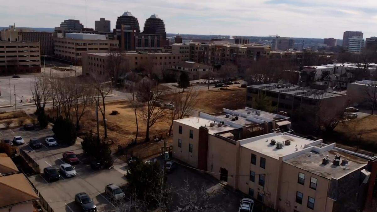 Aerial photo of the area where to Steptoe neighborhood was, today.