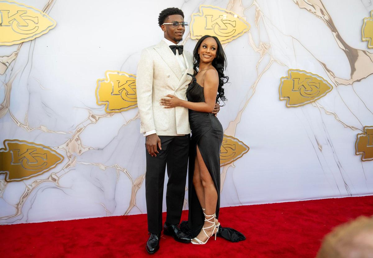 Kansas City Chiefs defensive back Nic Jones walked the red carpet before the Super Bowl LVIII championship ring presentation event.