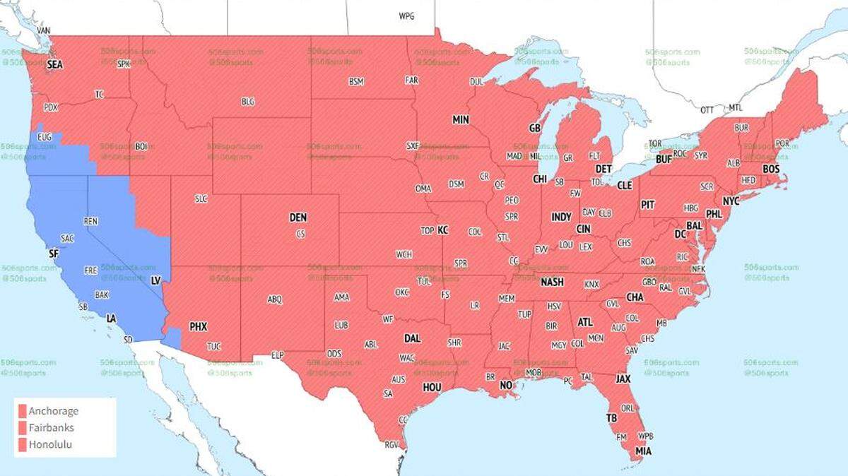 The Chiefs-Bengals game will be seen by everyone east of the Rocky Mountains