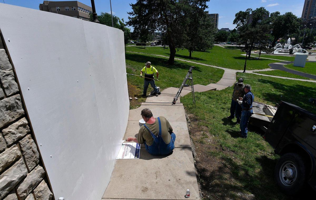 In an effort to prevent the vandalism and spray-painted graffiti on many of the businesses around Mill Creek Park, the Kansas City Parks Department installed “expression walls” Monday afternoon for people to leave messages about the death of George Floyd.