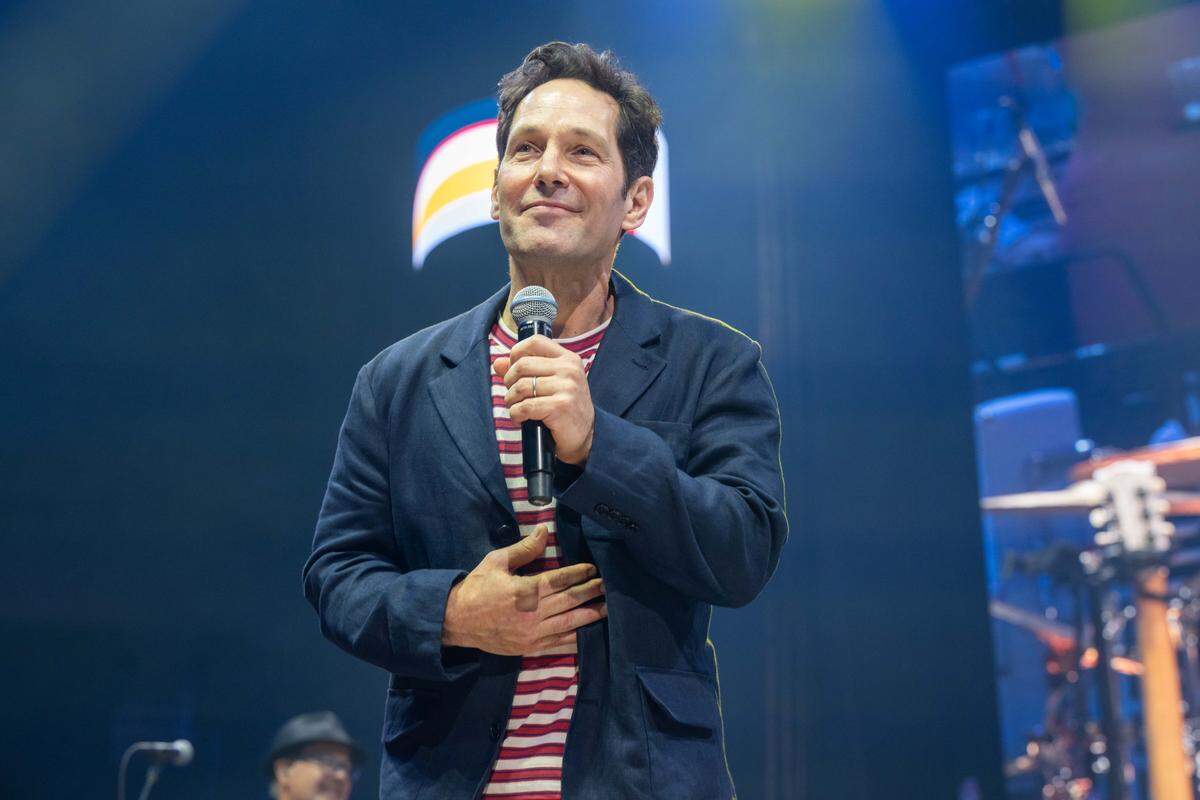 Actor Paul Rudd speaks to the crowd at the Big Slick fundraiser on Saturday, May 30, 2026, at T-Mobile Center. The annual fundraiser put on by famous Kansas City celebrities raises money for Children’s Mercy Hospital.