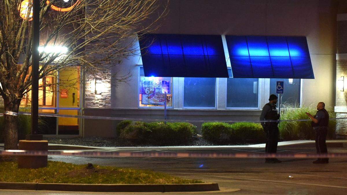 Kansas City police were investigating a double homicide Thursday night in the Blue Ridge Crossing shopping center at 42nd Street and Sterling Avenue. One of the gunshot victims was found in a parking lot near an IHOP restaurant and another was in a separate parking lot roughly 200 yards away.