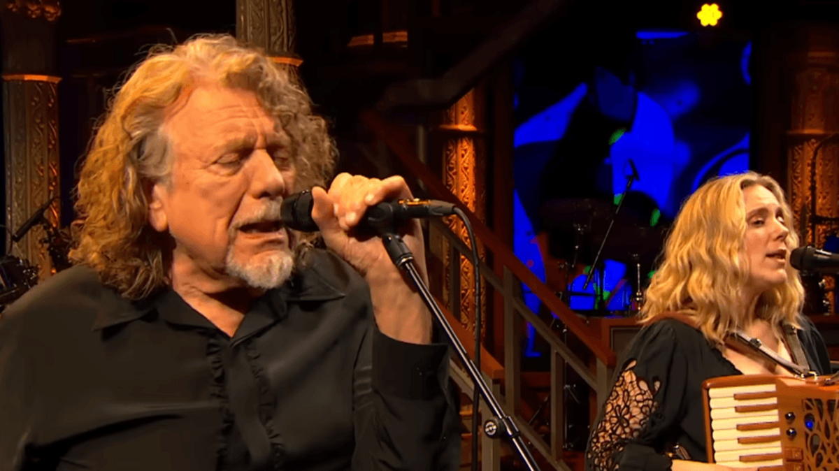 Robert Plant, former lead vocalist for Led Zeppelin, performed with his new band, Saving Grace, on “The Late Show With Stephen Colbert” in April. Plant and the band - with vocalist Suzi Dian seen here - come to Kansas City in September.