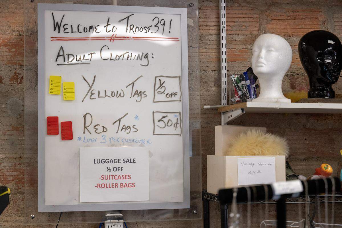 A white board displays pricing information at Troost39 on Thursday, Jan. 22 2026, in Kansas City.
