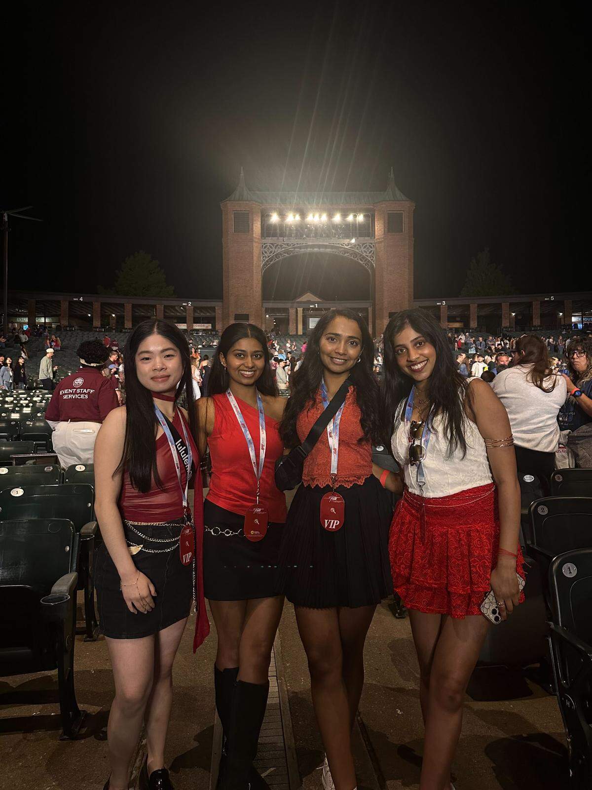 Charlie Puth’s Whatever’s Clever! World Tour show Wednesday, May 13, at Starlight Theatre was the first concert ever for Overland Park native Nimra Syed (middle right).