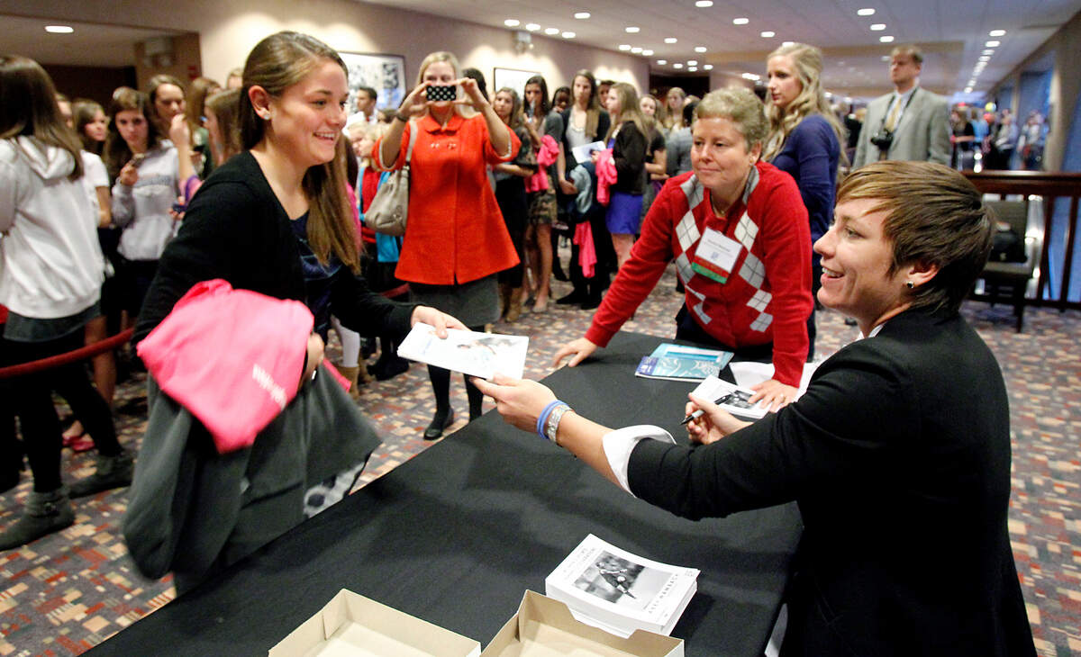 The annual Win for KC Sports Awards banquet typically draws a marquee keynote speaker. In 2011, soccer star Abby Wambach attended the luncheon at the Sheraton and signed autographs for fans afterward.