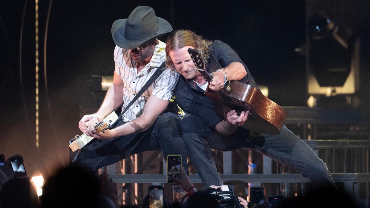 Dierks Bentley performs the song “Lot of Leavin’ Left to Do” during his concert at T-Mobile Center on Friday, Aug. 23, 2024, in Kansas City.