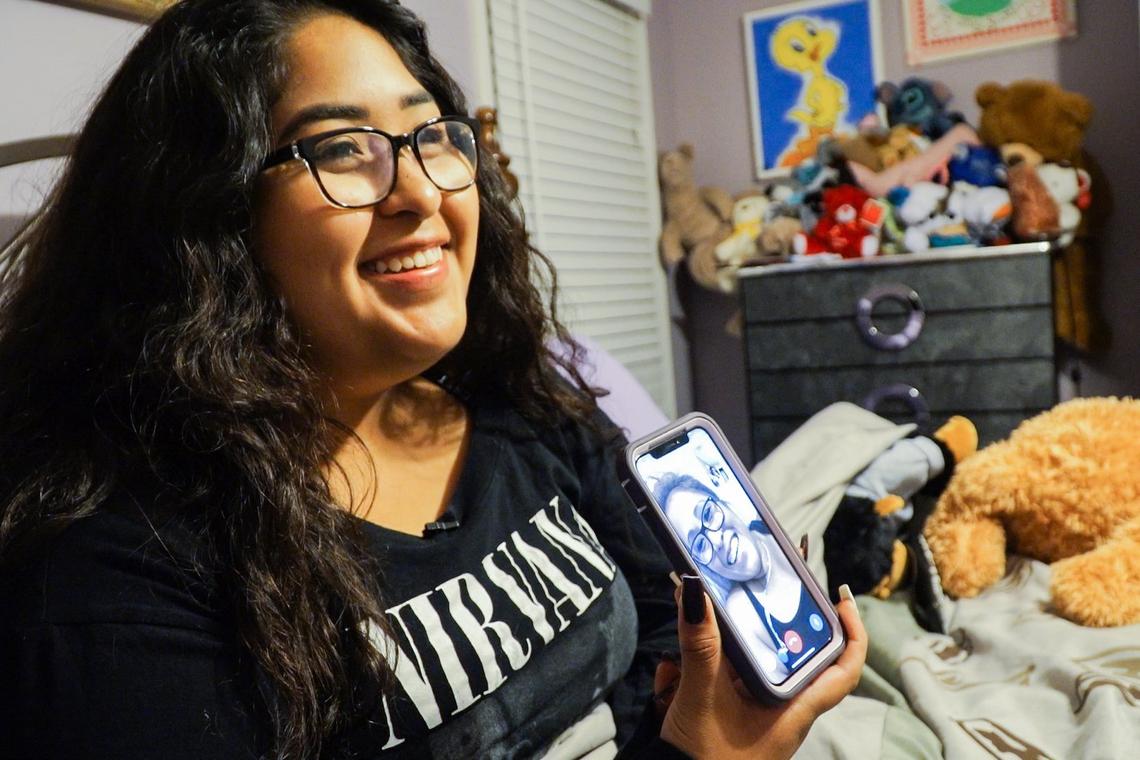 Jennifer Uscanga, 17, talks to her mother, Leticia Stegall, via FaceTime every night before she goes to sleep. Stegall, who entered the U.S. illegally 20 years ago, was deported by immigration agents on March 2, 2018. Leticia and her husband, Steve Stegall, run the Blue Line sports bar in the River Market of Kansas City.