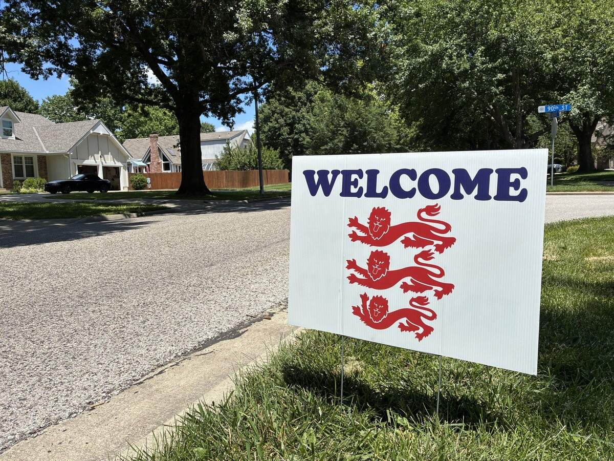 Signs dot lawns in Prairie Village welcoming England’s World Cup national team which stayed at The Inn at Meadowbrook, 4901 Meadowbrook Pkwy.