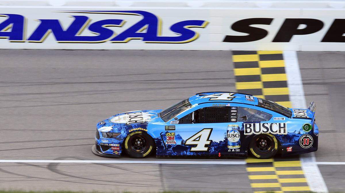 Kevin Harvick drives during qualifying for the NASCAR Cup Series auto race at Kansas Speedway in Kansas City, Kan., Friday, May 10, 2019. Harvick won the pole. (AP Photo/Orlin Wagner)