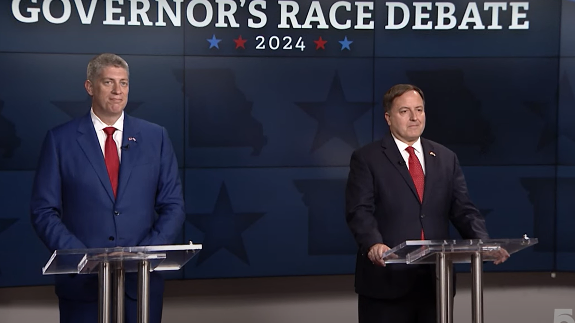 Missouri Sen. Bill Eigel (left) and Secretary of State Jay Ashcroft (right) squared off in a TV debate that aired Thursday night on St. Louis station KSDK.
