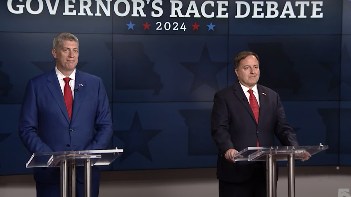 Missouri Sen. Bill Eigel (left) and Secretary of State Jay Ashcroft (right) squared off in a TV debate that aired Thursday night on St. Louis station KSDK.