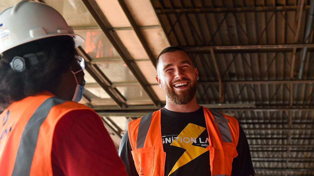 The Chiefs star is a familiar face to students learning important job skills in the converted muffler shop at 31st and Troost.